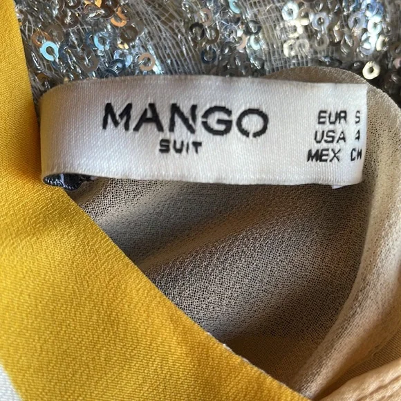 Mango mini dress in yellow black tan & cream in size Small. - Picture 6 of 7